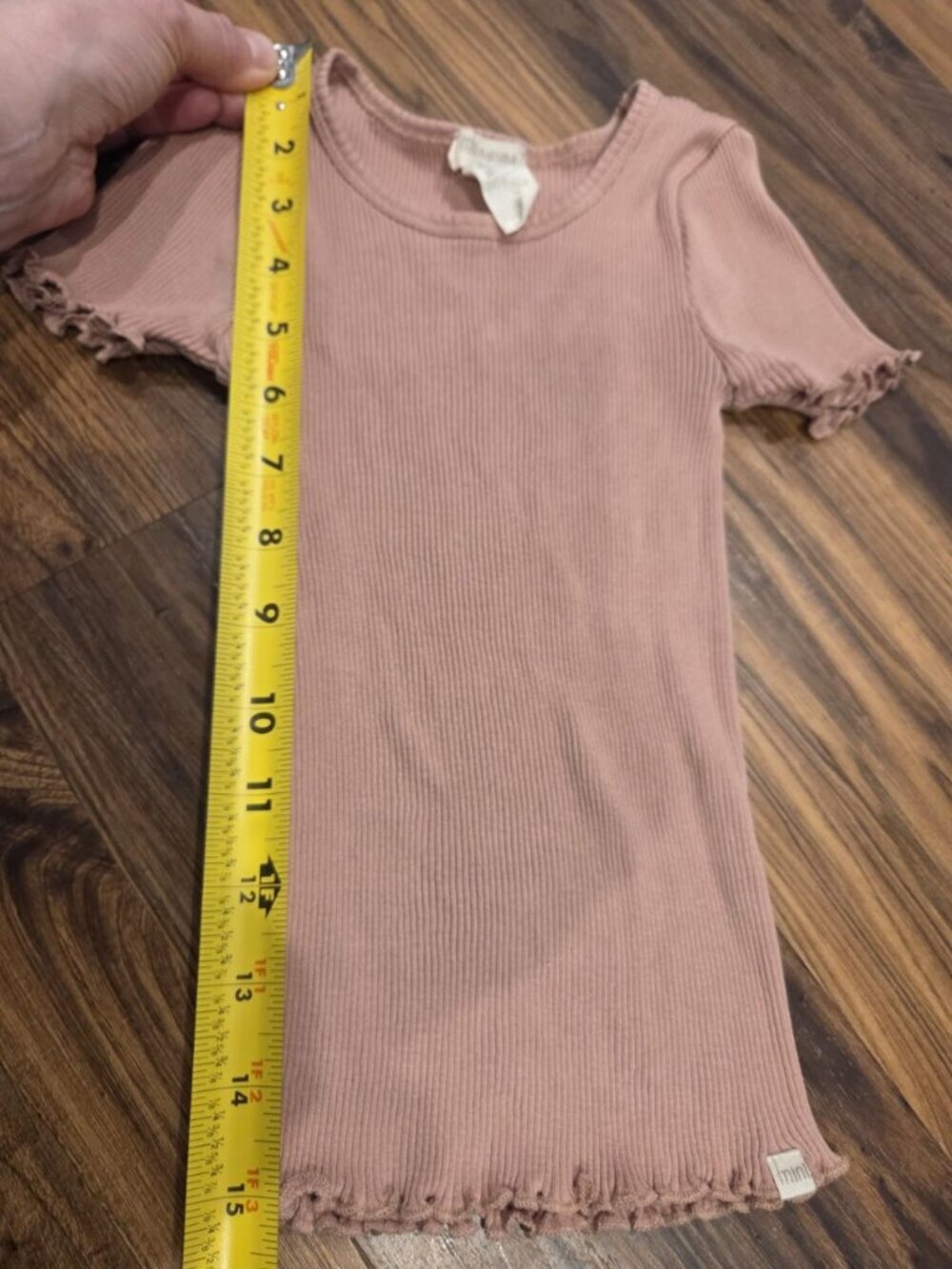 Minimalisma Kids Silk Cotton Ribbed Top Pink 5T 6 Lettuce Trim Scandi - Picture 5 of 5